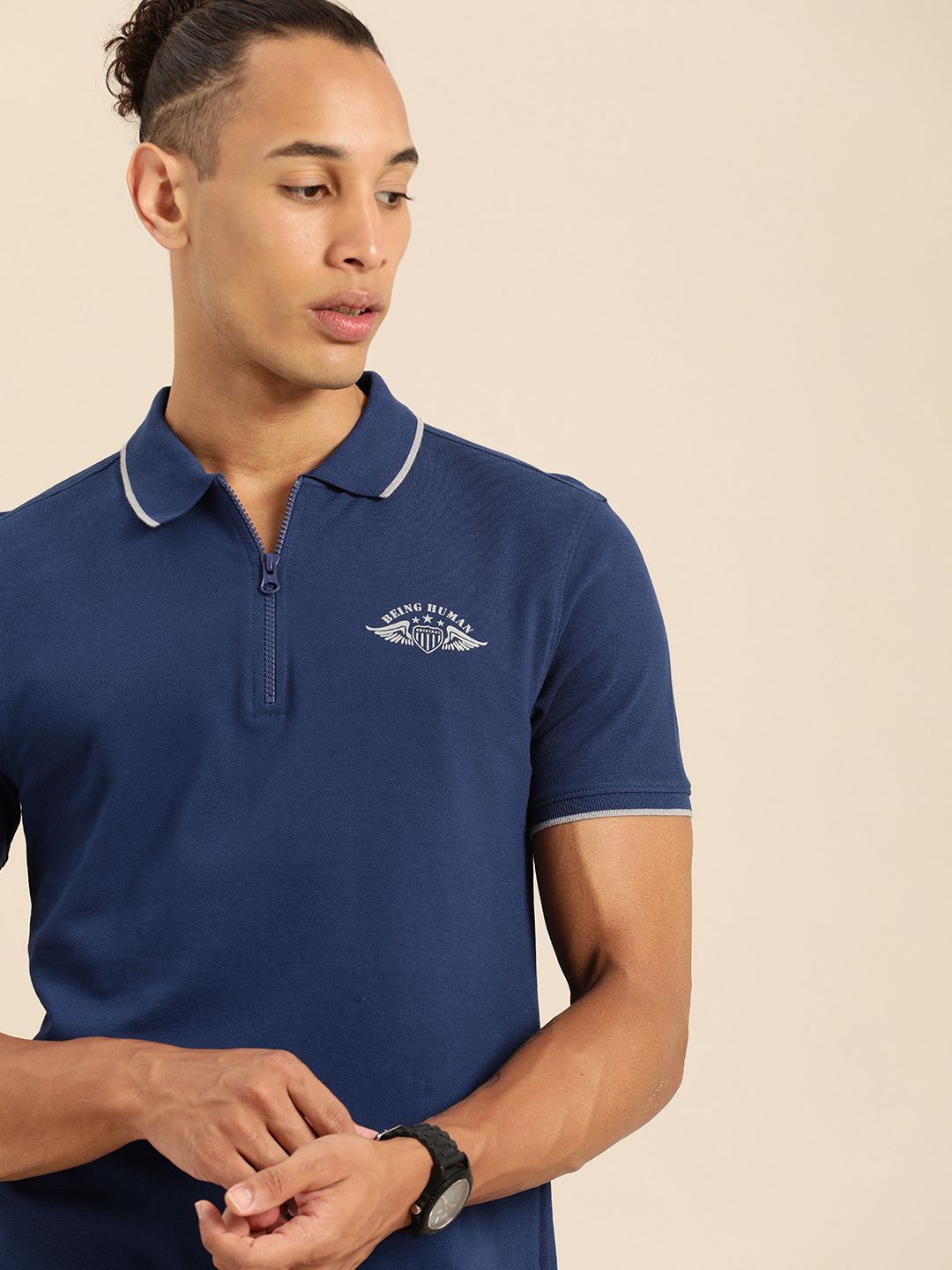 Being Human Polo Collar Pure Cotton T-shirt