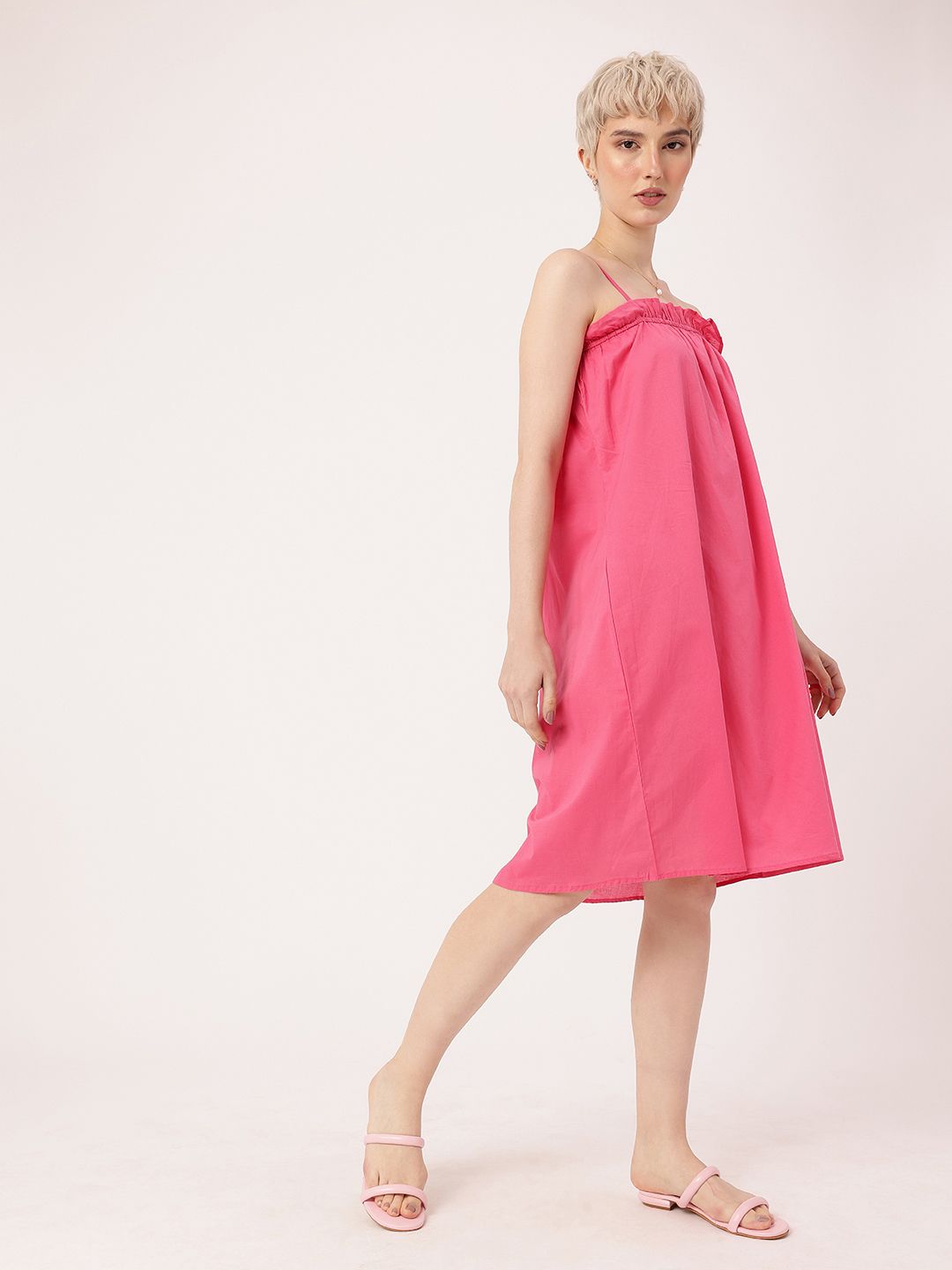 DressBerry Classy Cute Shoulder Straps Ruffles A-Line Dress