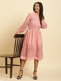 W Self Design Cotton A Line Dress
