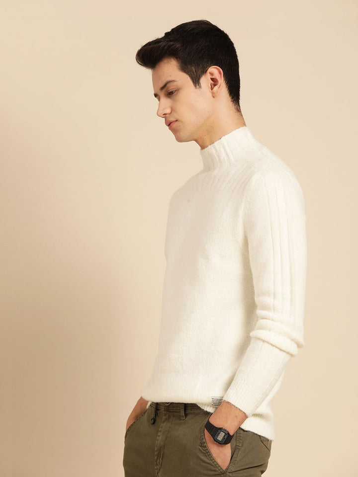 Mr Bowerbird Men Off-White Solid Pullover