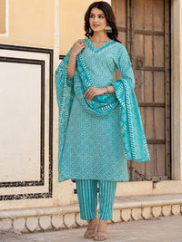 Varanga Ethnic Motifs Printed Regular Mirror Work Kurta with Trousers & With Dupatta