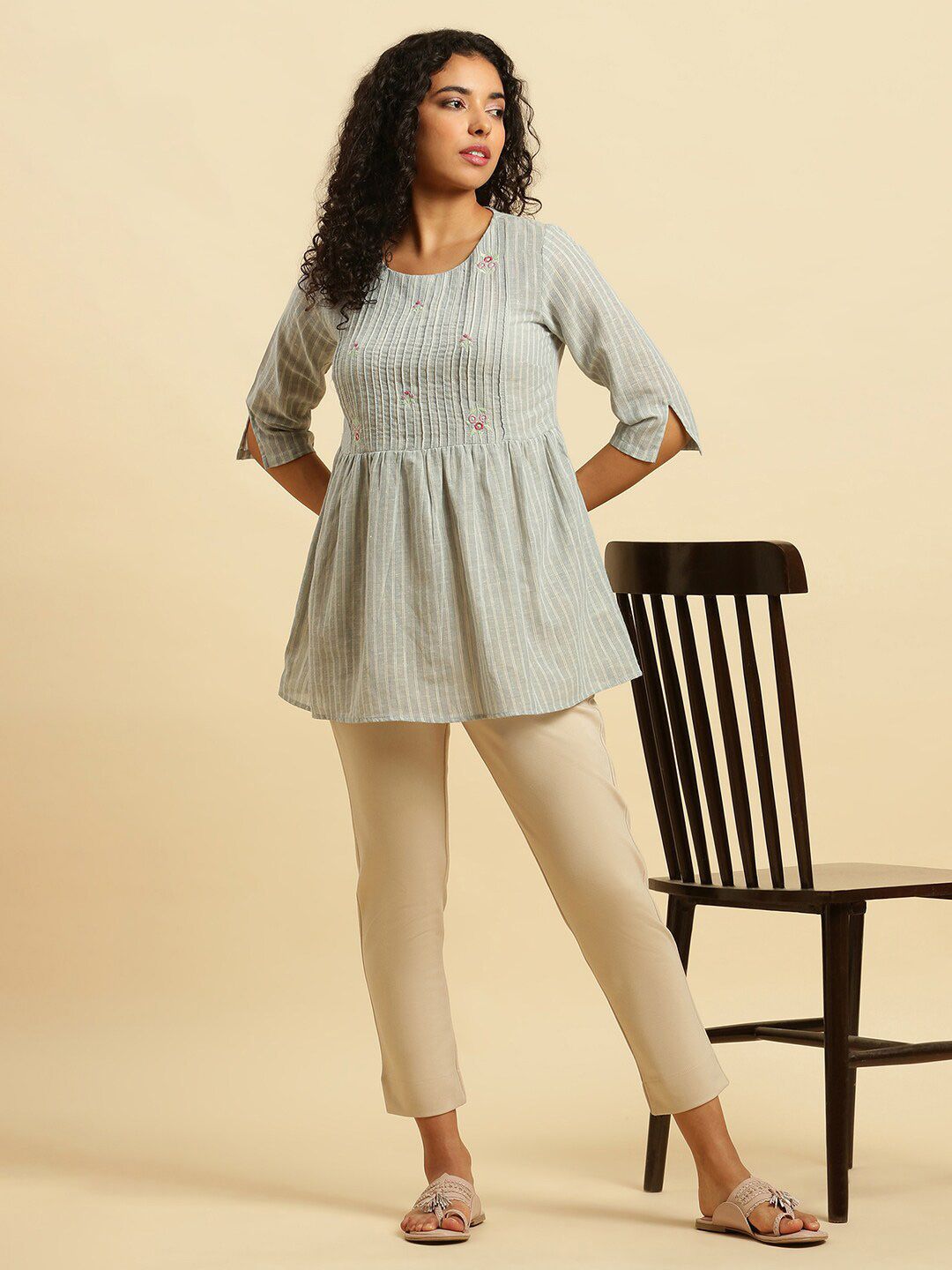 W Vertical Stripes A-Line Top