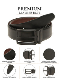 Teakwood Leathers Men Textured Leather Reversible Formal Belt