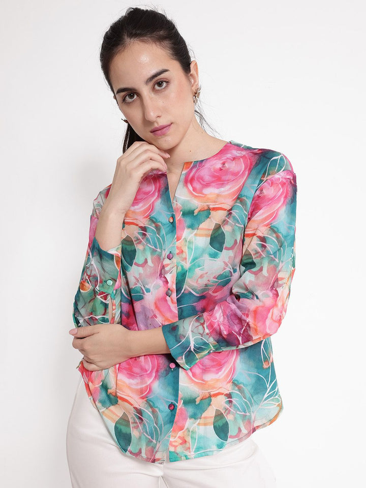 RAREISM Women Comfort Floral Printed Opaque Formal Shirt