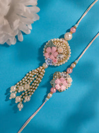Voylla Timeless Designer Floral Beaded Bhaiya Bhabhi Rakhi