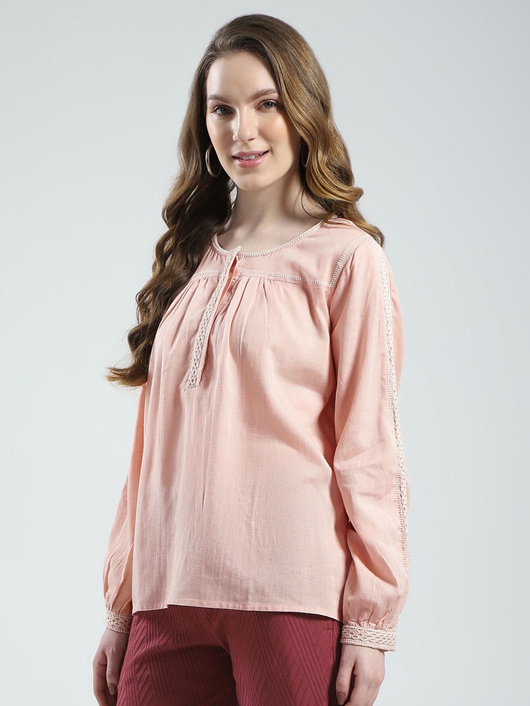 Monte Carlo Gathers & Thread Work Detail Regular Top
