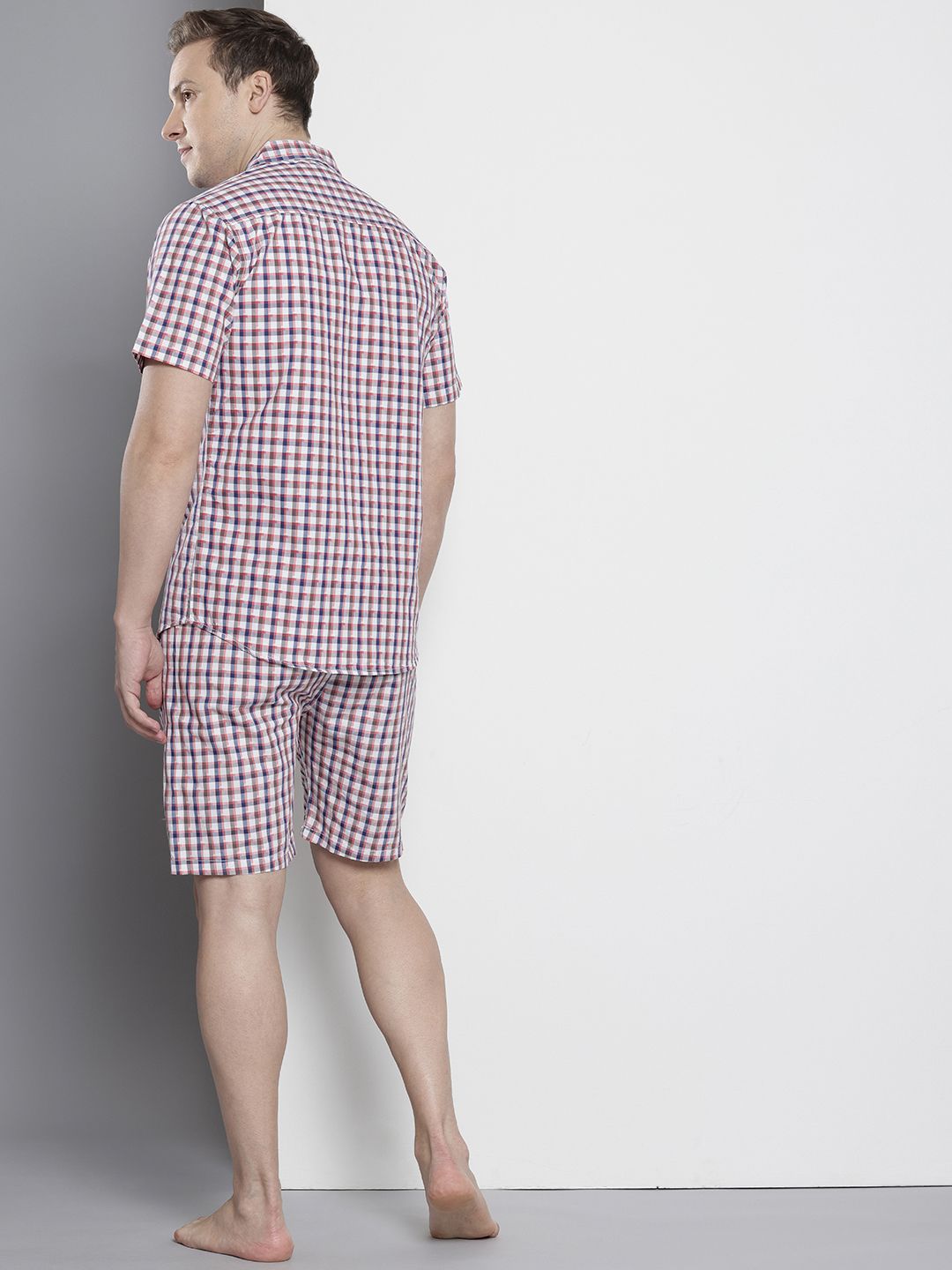 The Indian Garage Co Men Pure Cotton Checked Night suit