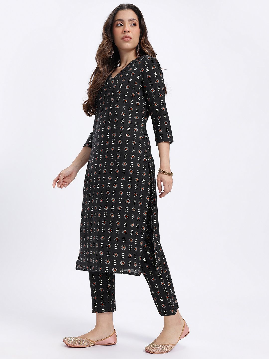 Anouk Ethnic Motifs Print Kurta with Trousers & Dupatta