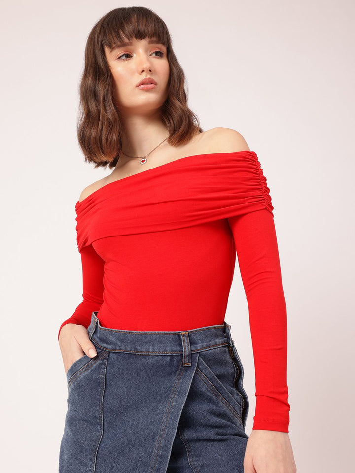DressBerry Minimalist Magic Bardot Fitted Bodysuit