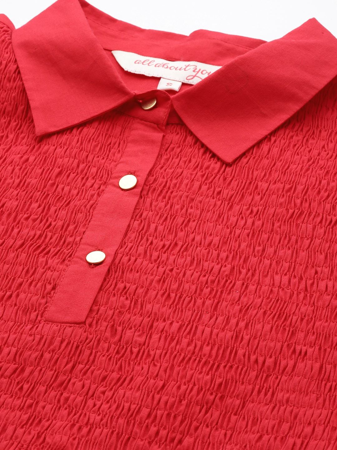 all about you Smocked Pure Cotton Peplum Top