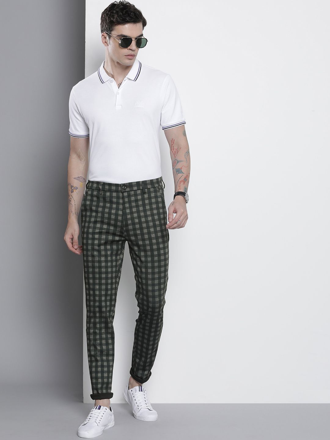 The Indian Garage Co. X Luxe Men Checked Slim Fit Trousers