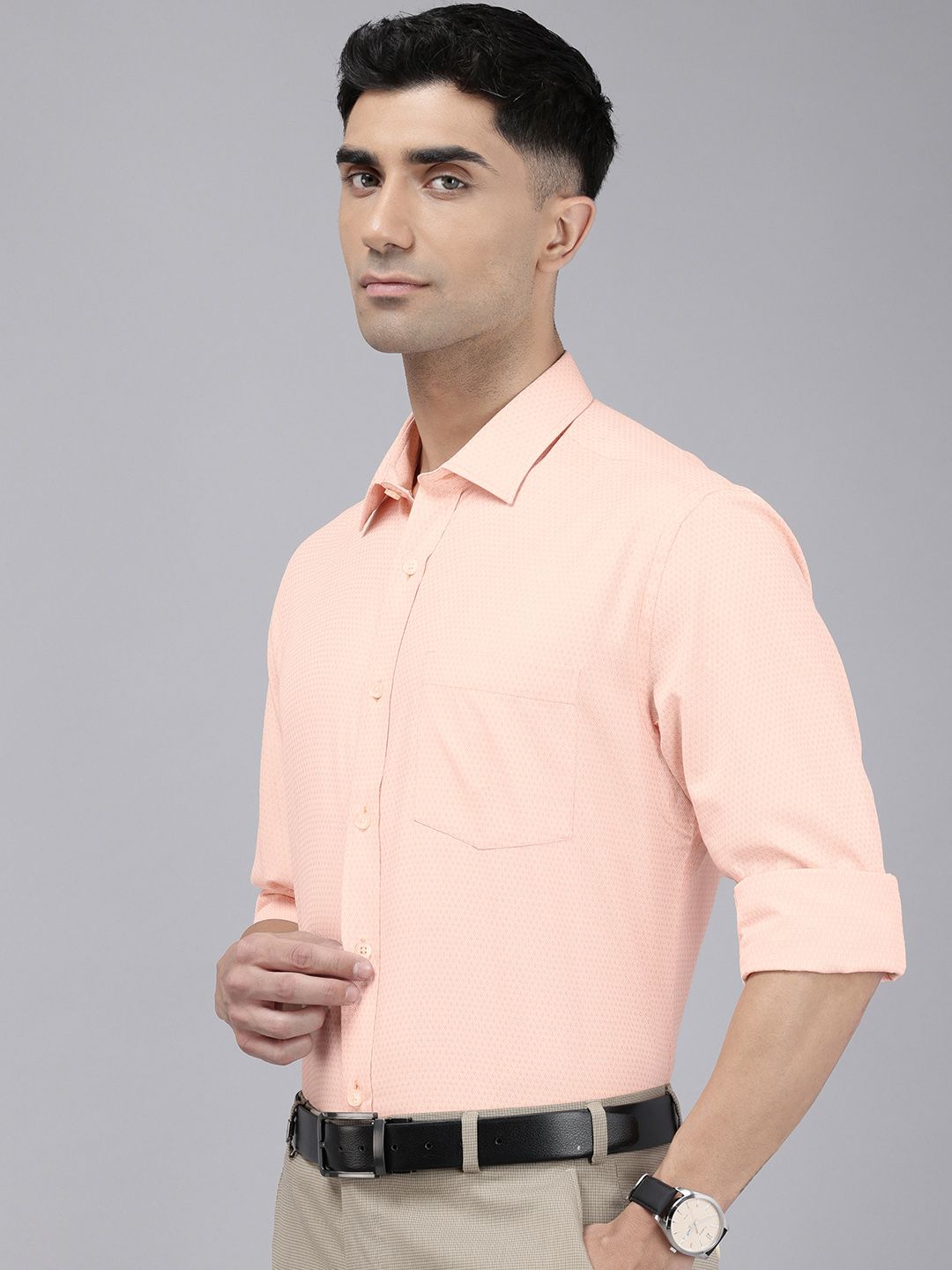 Park Avenue Slim Fit Self Design Textured Formal Shirt