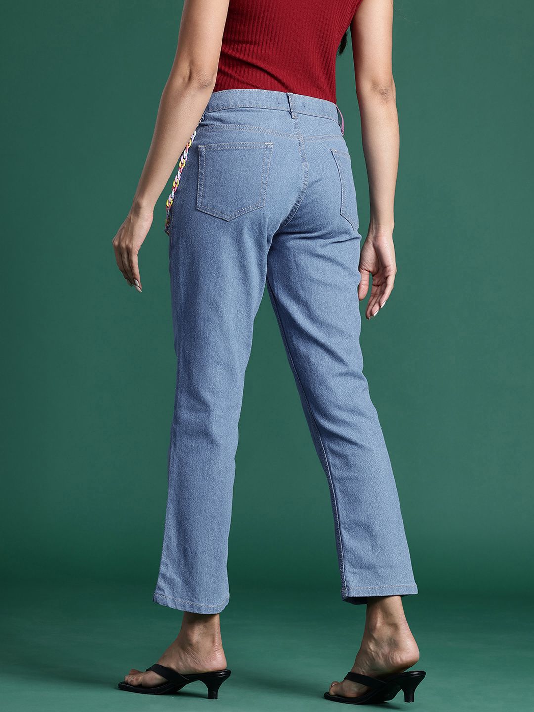 DressBerry Women Stretchable Straight Fit Jeans with Chain