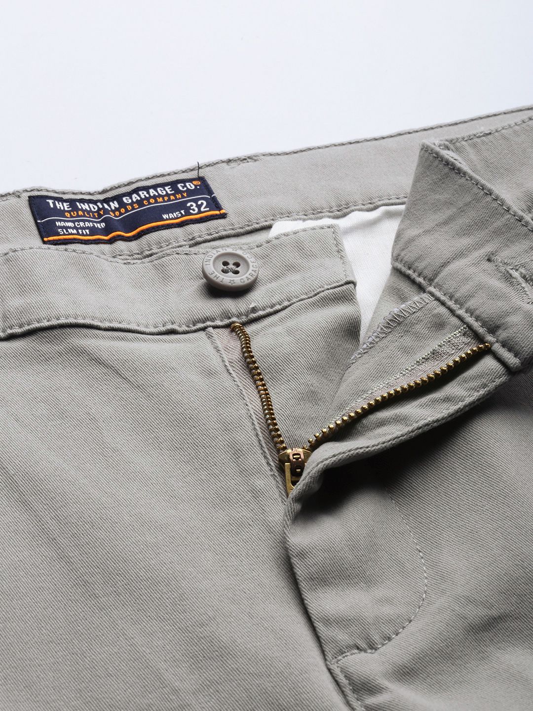 The Indian Garage Co Men Grey Slim Fit Chinos