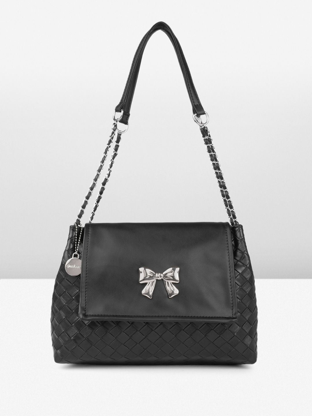 DressBerry Textured Structured Shoulder Bag with Quilted