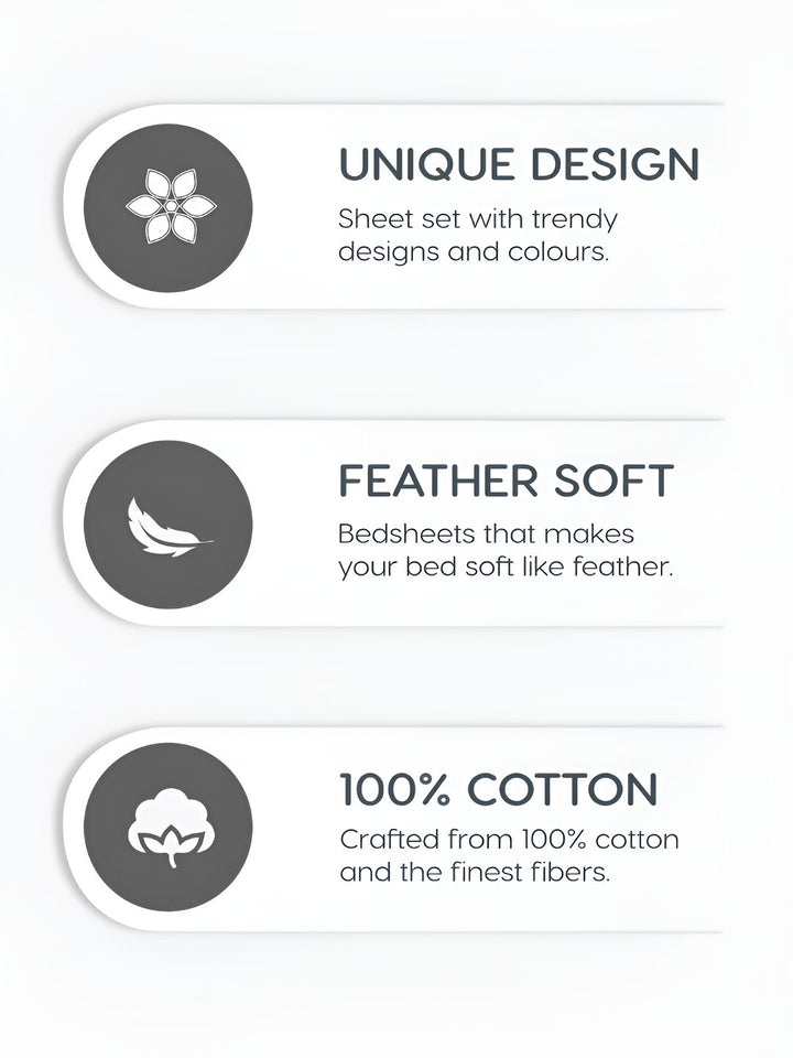 TRIDENT Adam Soft Comfort Flat 210TC King Cotton Bedsheet Set