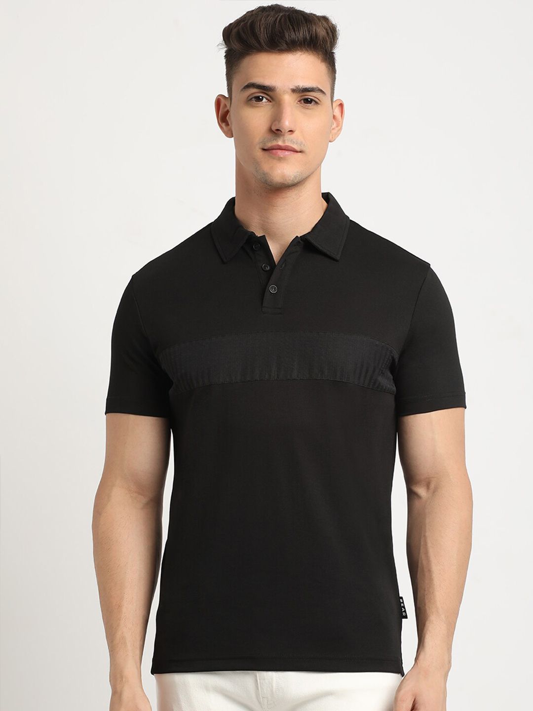 THE BEAR HOUSE Polo Collar Short Sleeves Slim Fit T-shirt