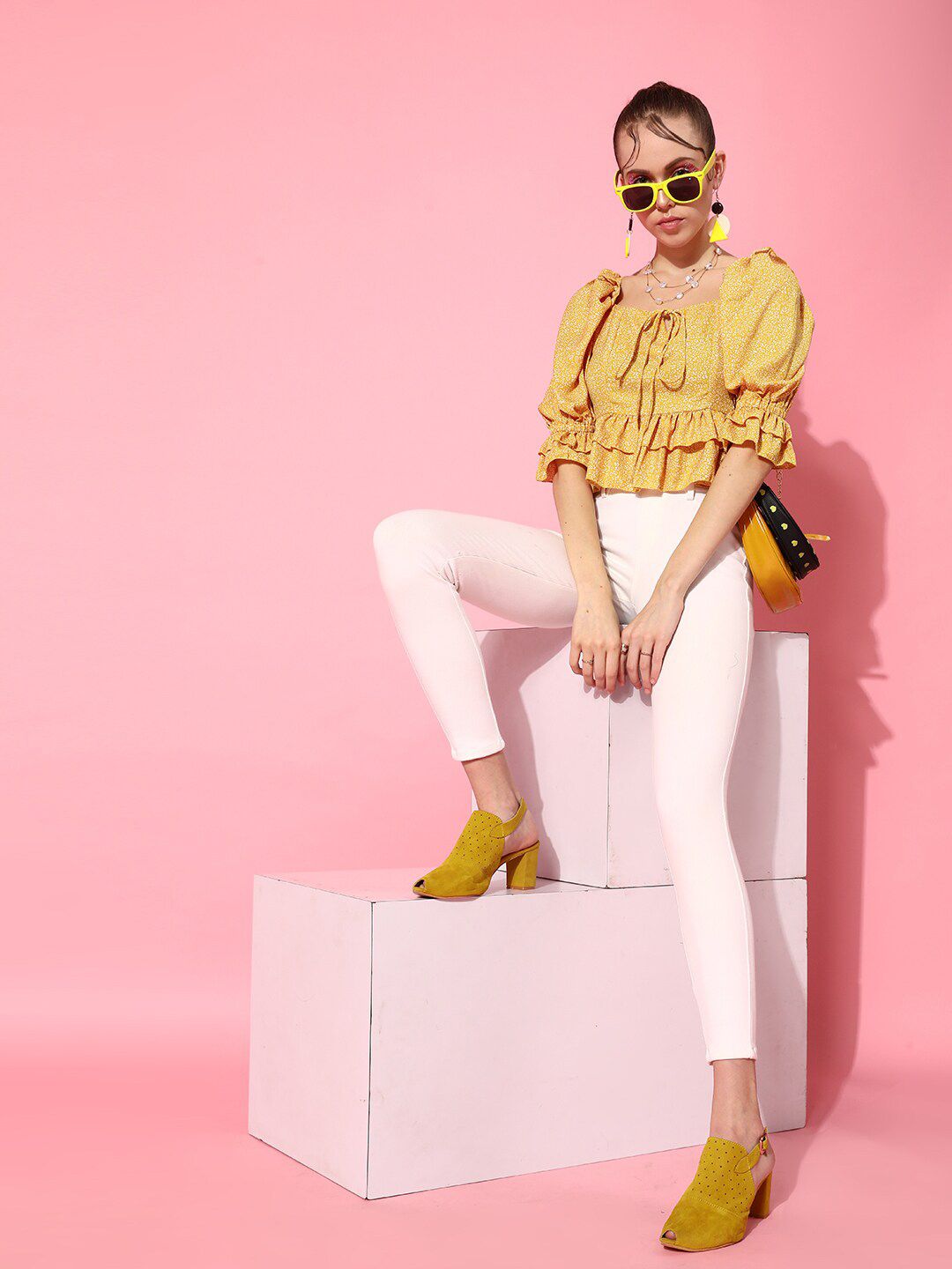 STREET 9 Yellow Floral Top