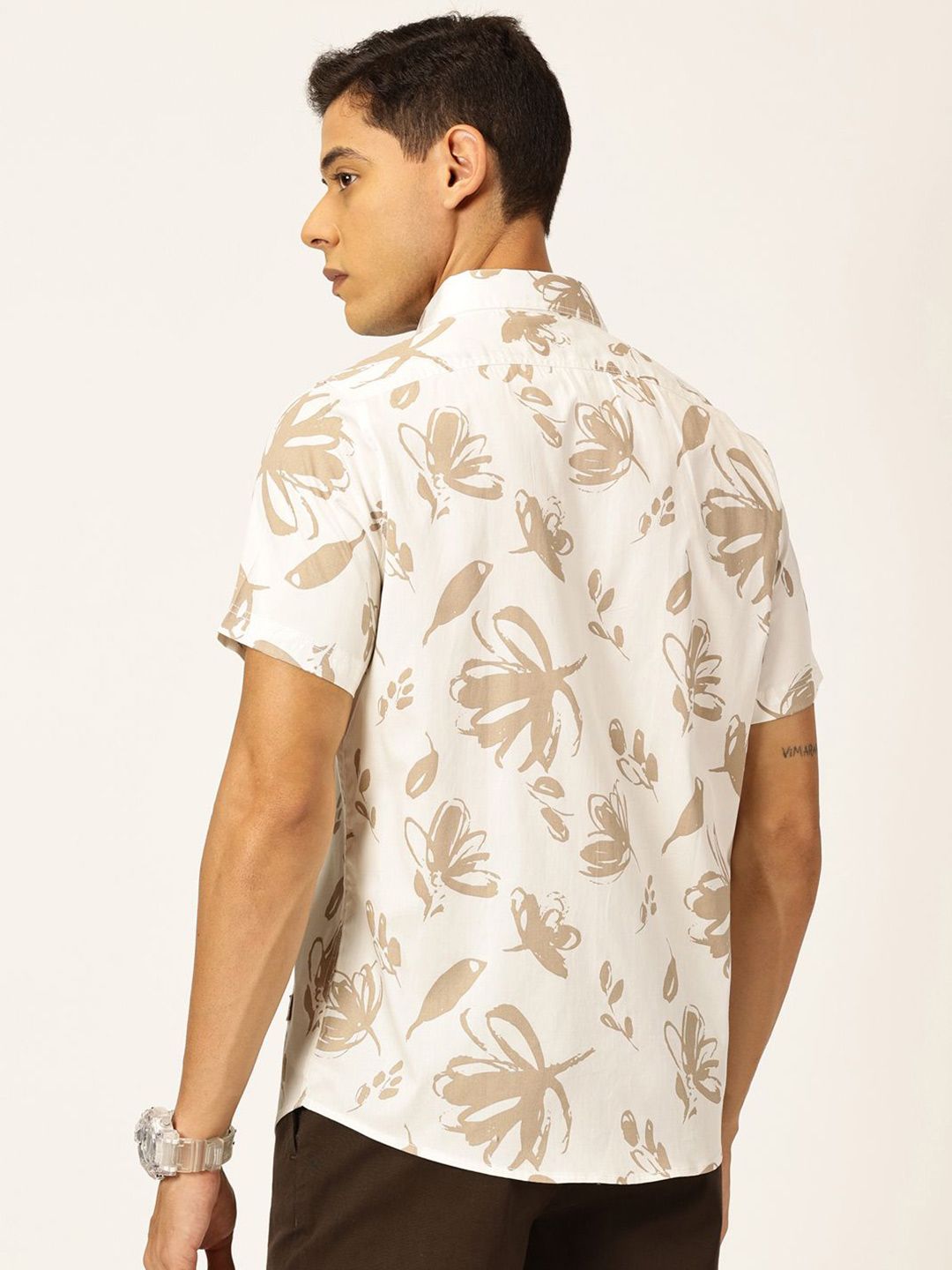 Thomas Scott Premium Slim Fit Floral Opaque Printed Cotton Casual Shirt