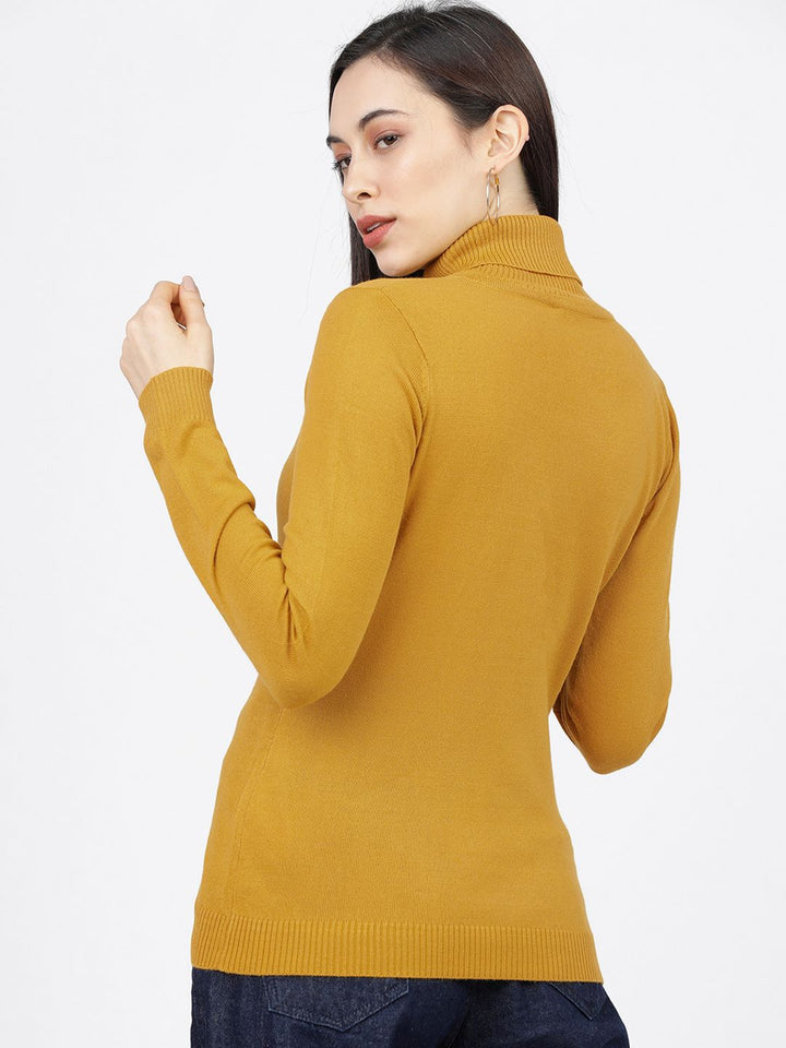 Tokyo Talkies Women Mustard Solid Sweater