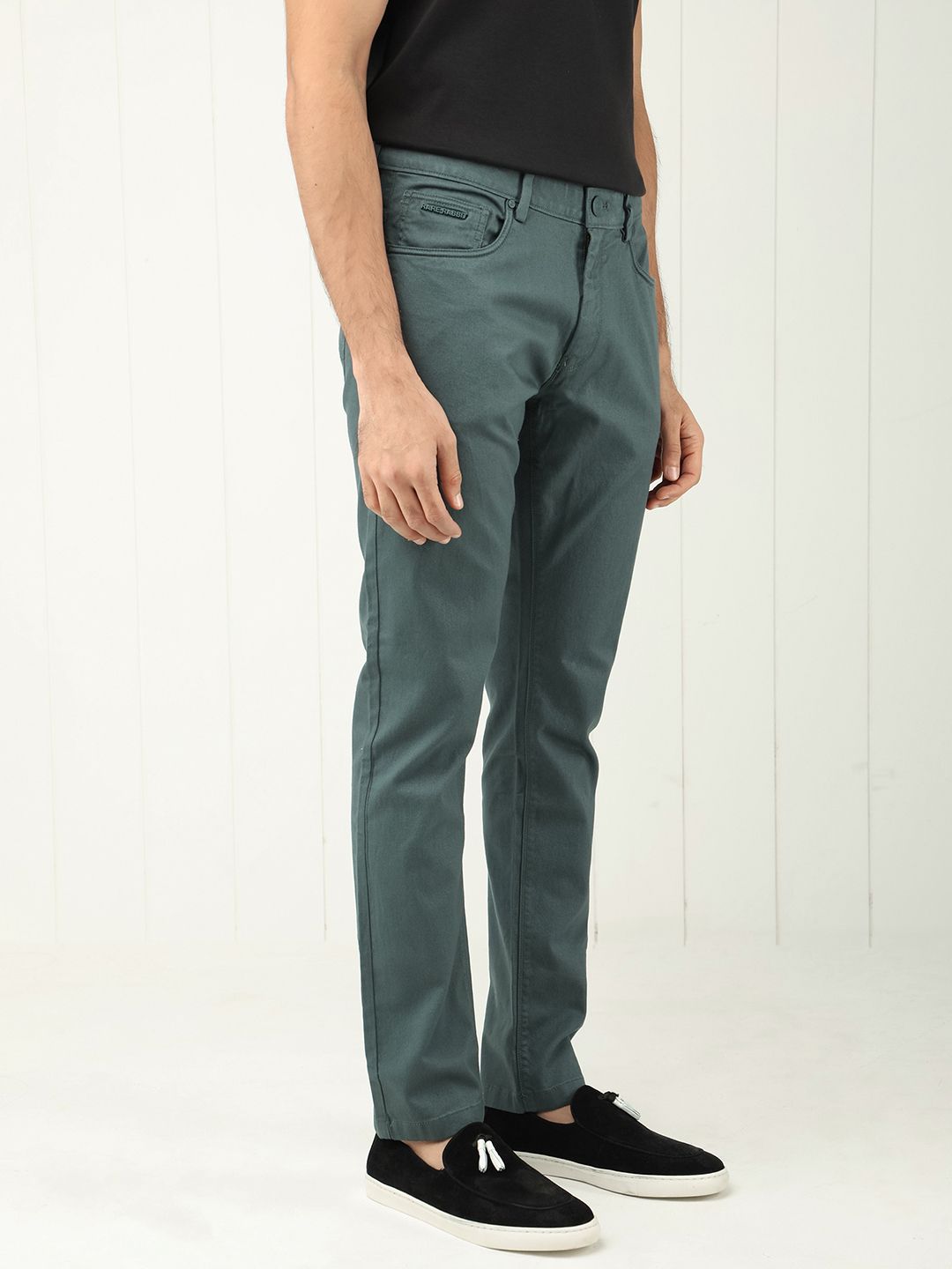 RARE RABBIT Poke Slim Fit Mid-Rise Cotton Trouser