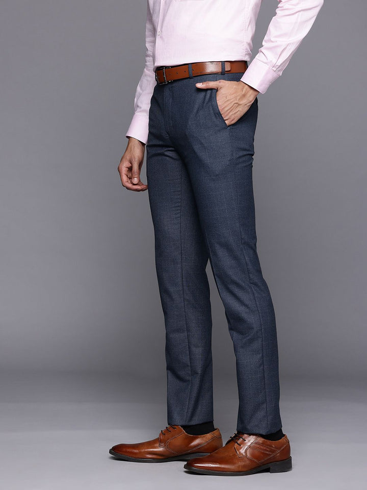 Raymond Men Checked Slim Fit Formal Trousers