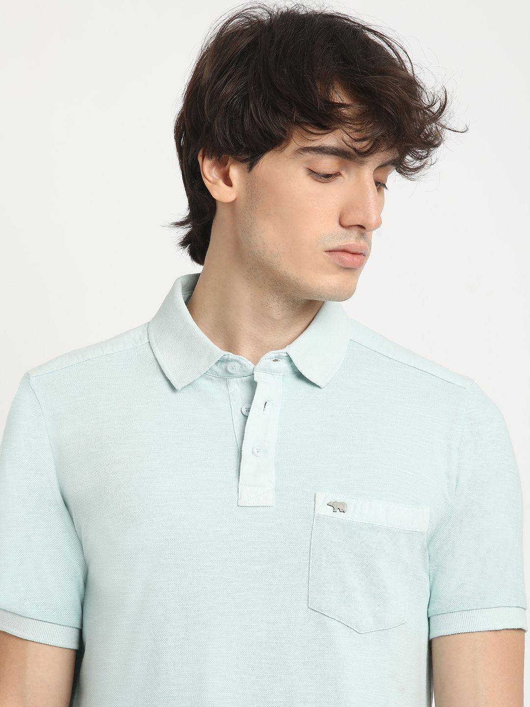 THE BEAR HOUSE Men's Solid Regular Fit Polo T-shirt