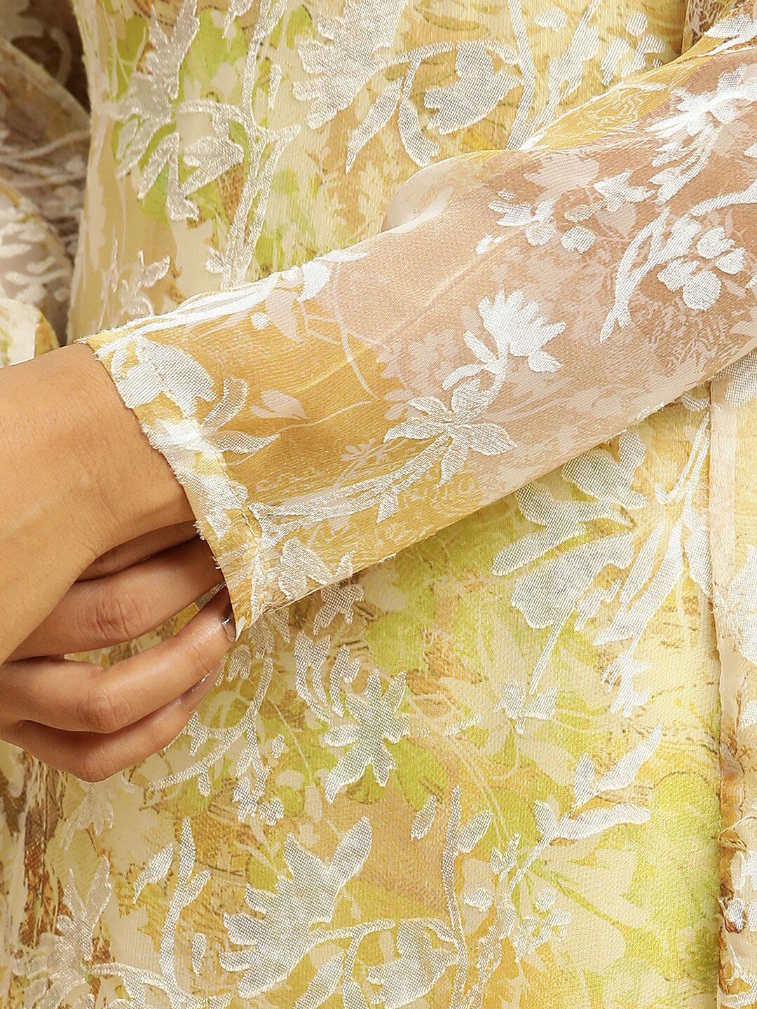 W Self Design Round Neck Maxi Dress