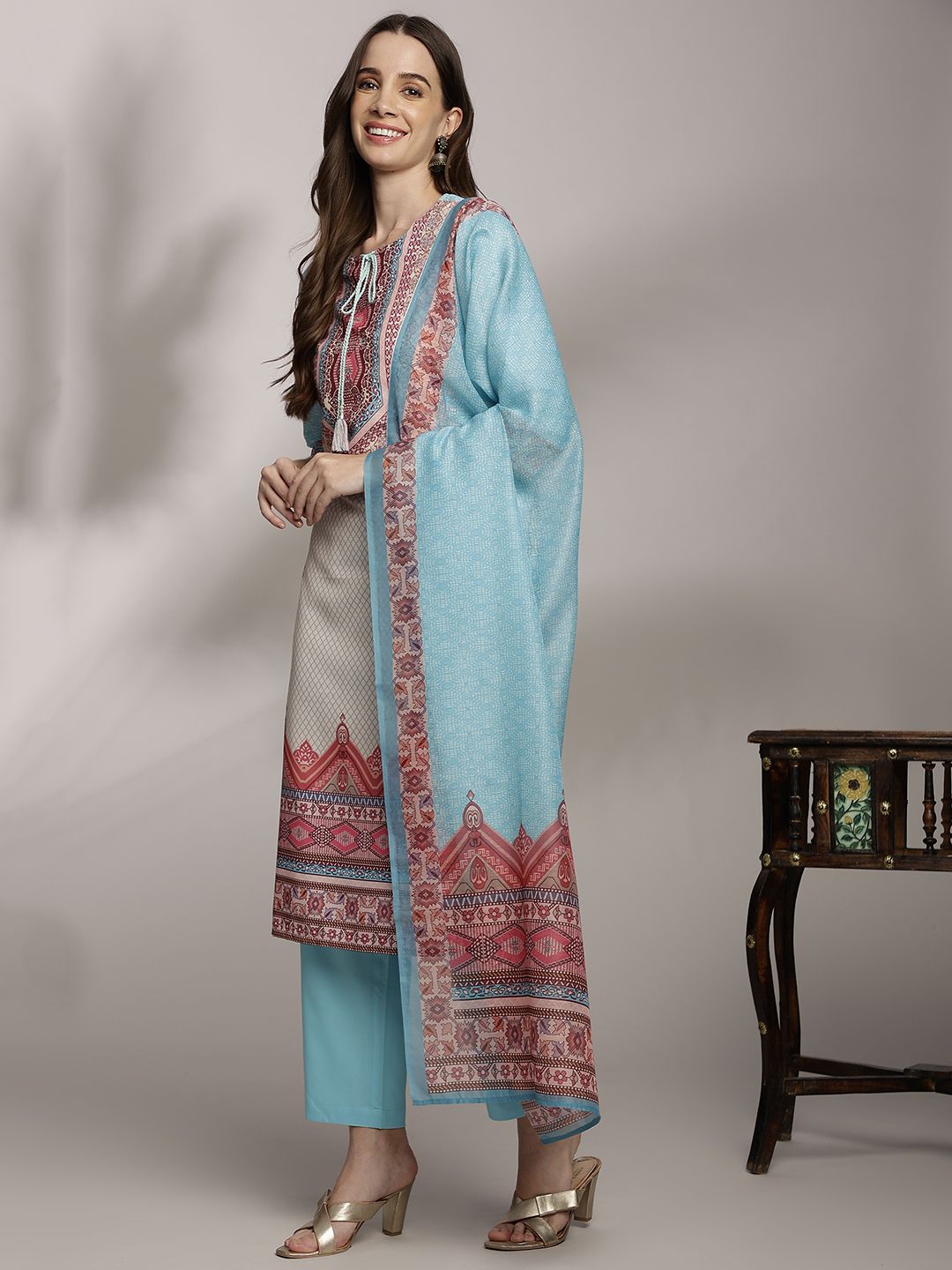 Anouk Women Ethnic Motifs Printed Kurta with Trousers & Dupatta