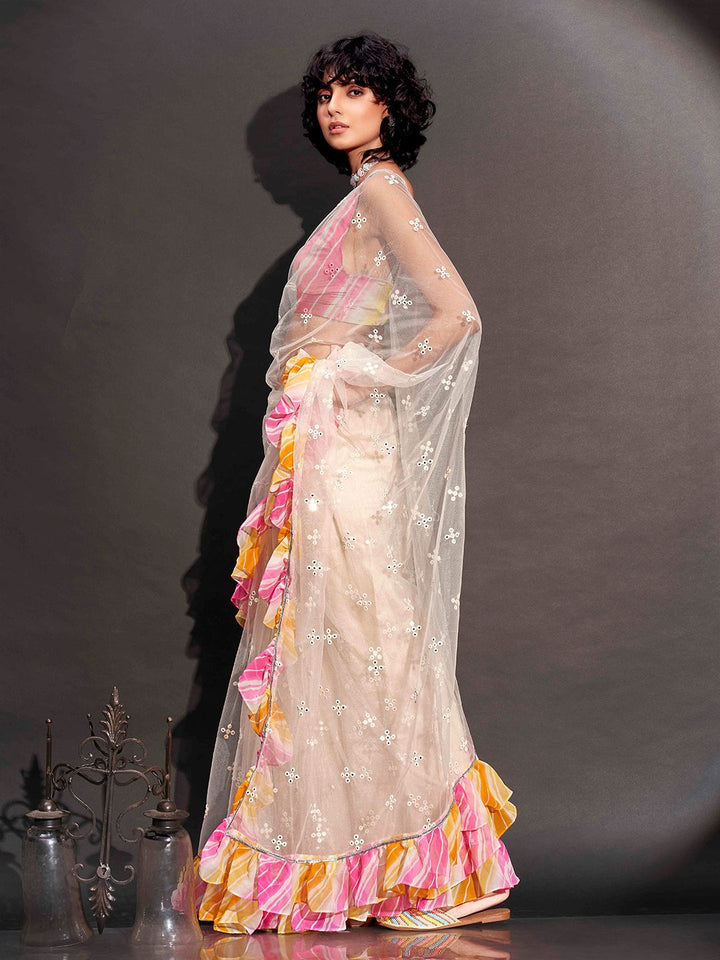 Tikhi Imli Mirror Work Net Saree