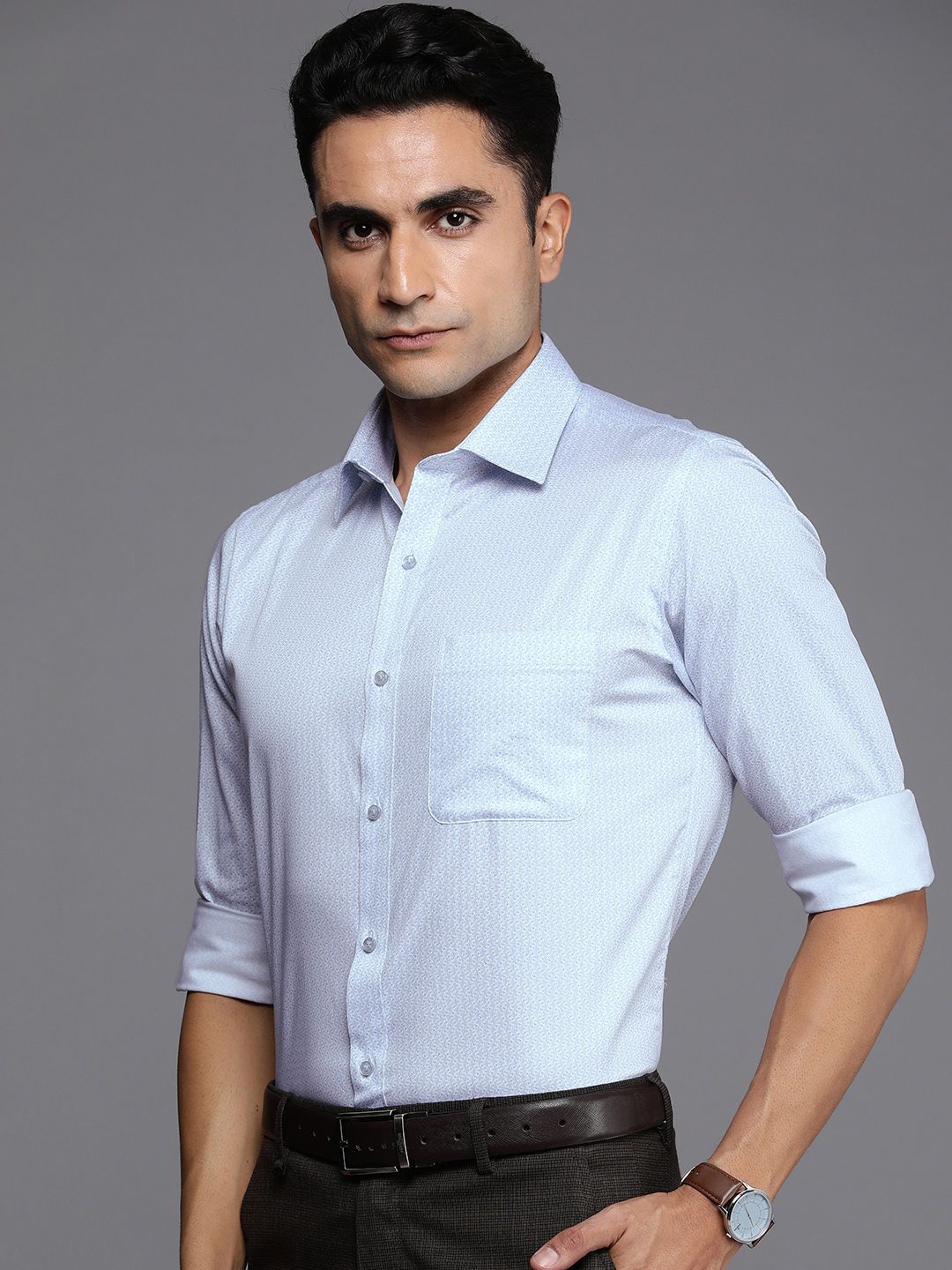 Raymond Pure Cotton Ethnic Motifs Printed Slim Fit Formal Shirt