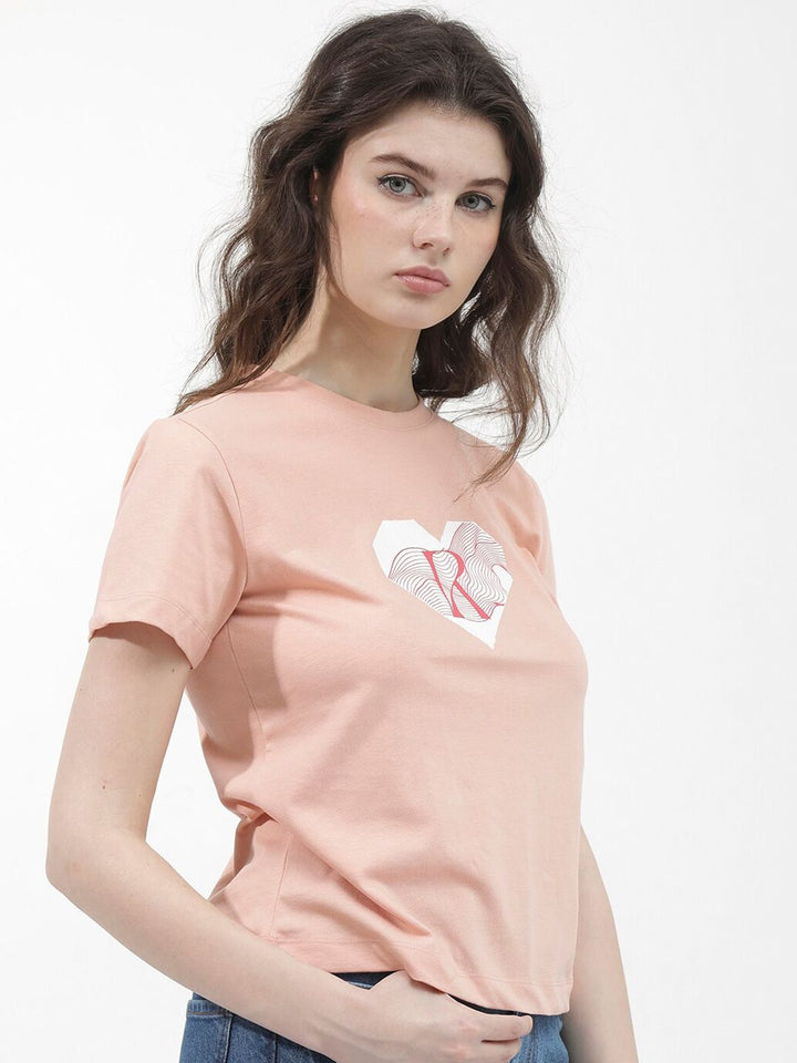 RAREISM Round Neck Short Sleeves Printed Cotton T-shirt