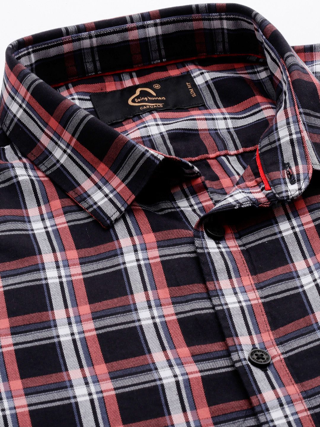 Being Human Pure Cotton Slim Fit Opaque Checked Casual Shirt
