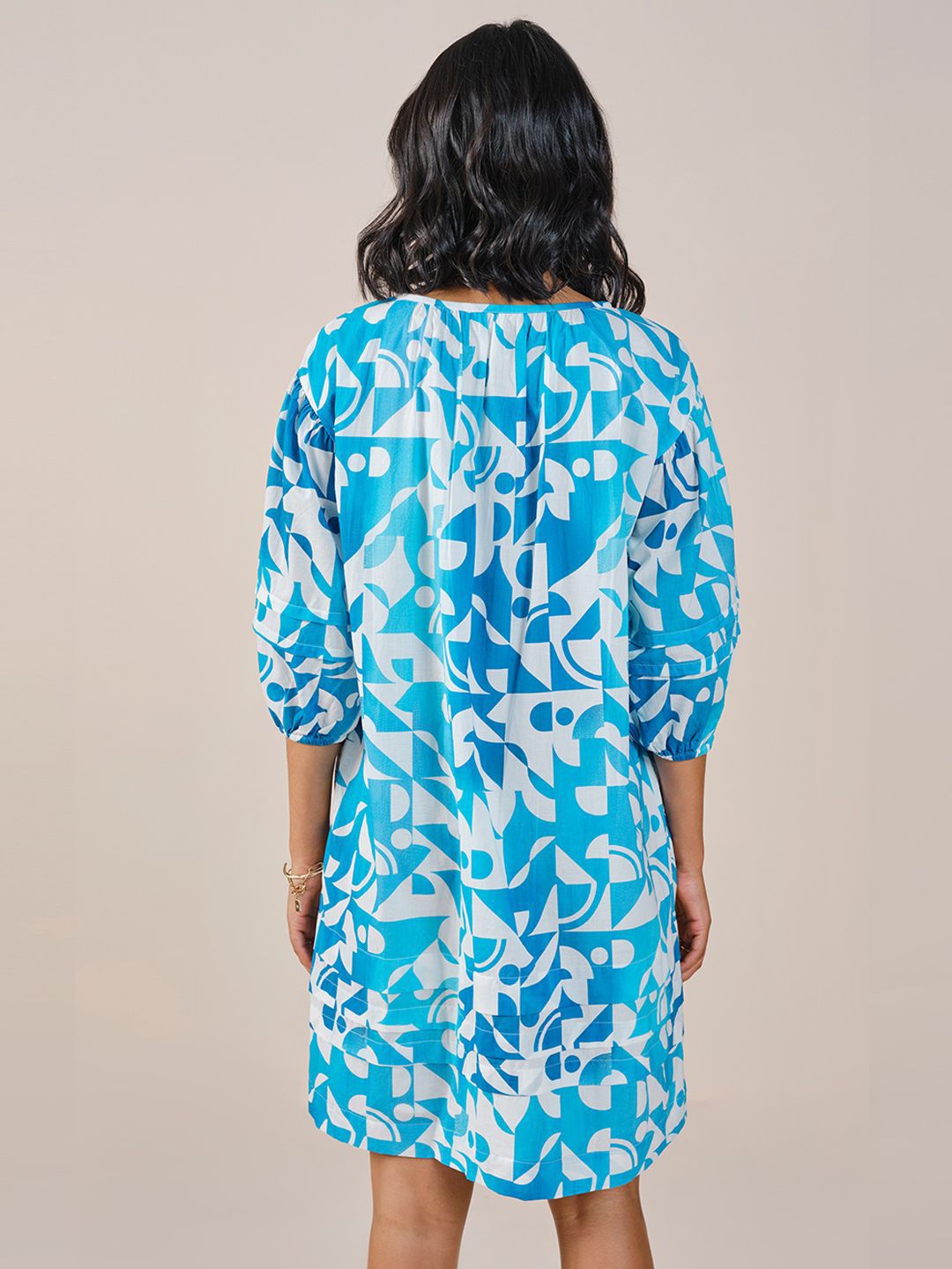 AND Women Floral Print Puff Sleeve A-Line Dress