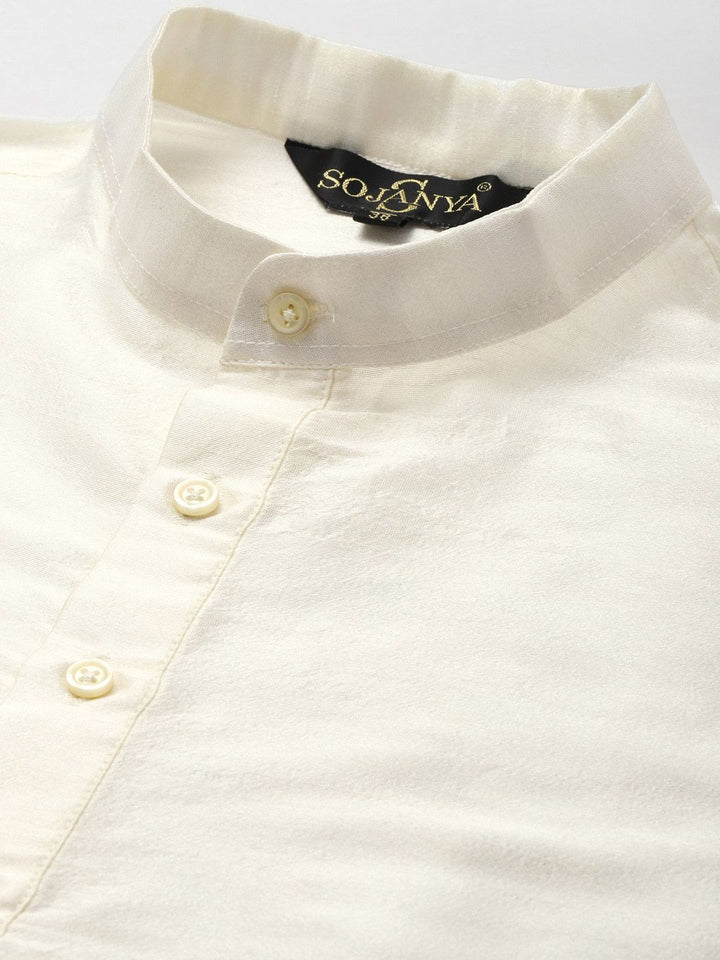 SOJANYA Men Cream-Coloured Regular Kurta with Churidar