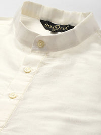 SOJANYA Men Cream-Coloured Regular Kurta with Churidar