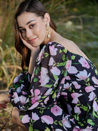 Athena Floral Bishop Sleeve Mini Dress