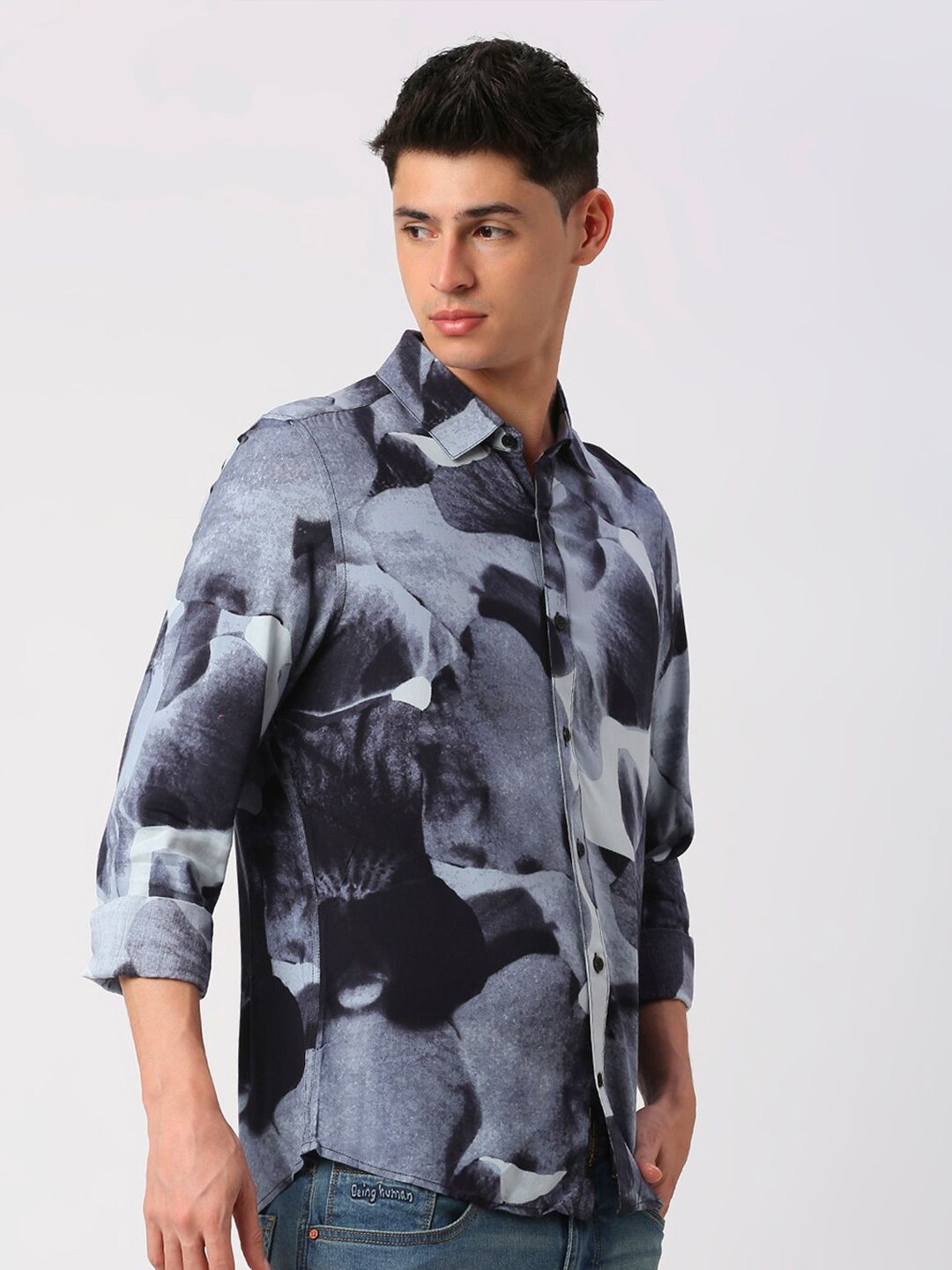 Being Human Abstract Printed Cotton Slim Fit Casual Shirt