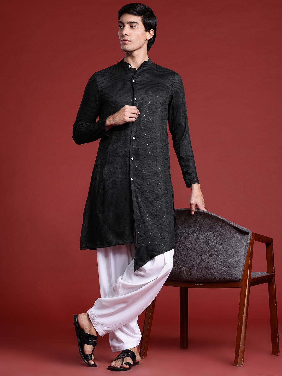Anouk Tyohaar Collection Sequinned Asymmetric Kurta