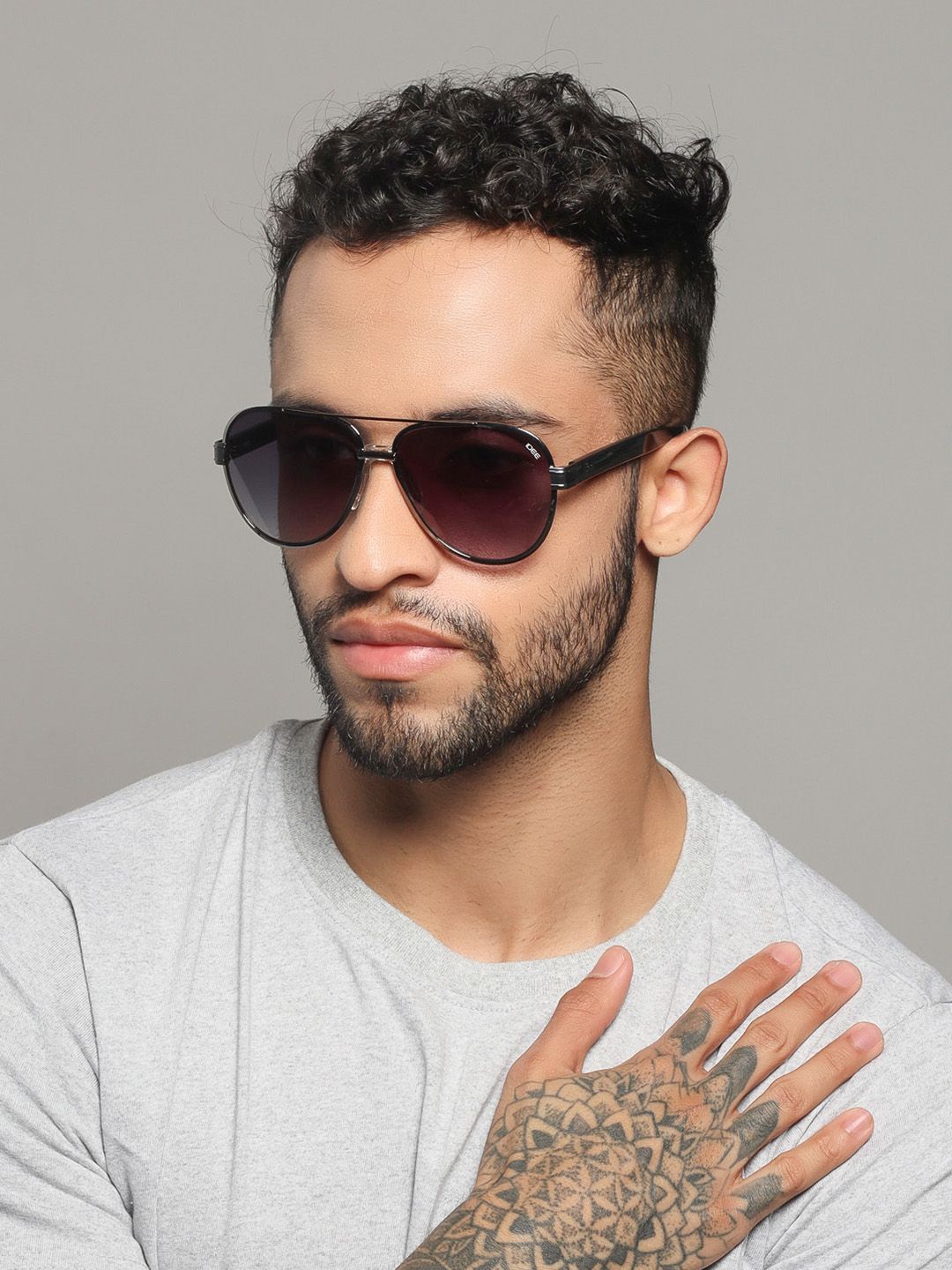 IDEE Men Aviator Sunglasses with UV Protected Lens IDS2936C1SG