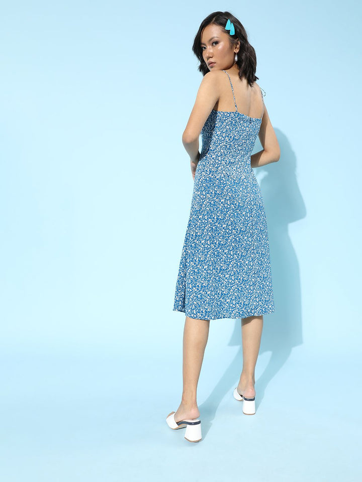 Berrylush Women Blue Floral Fantasy Dress