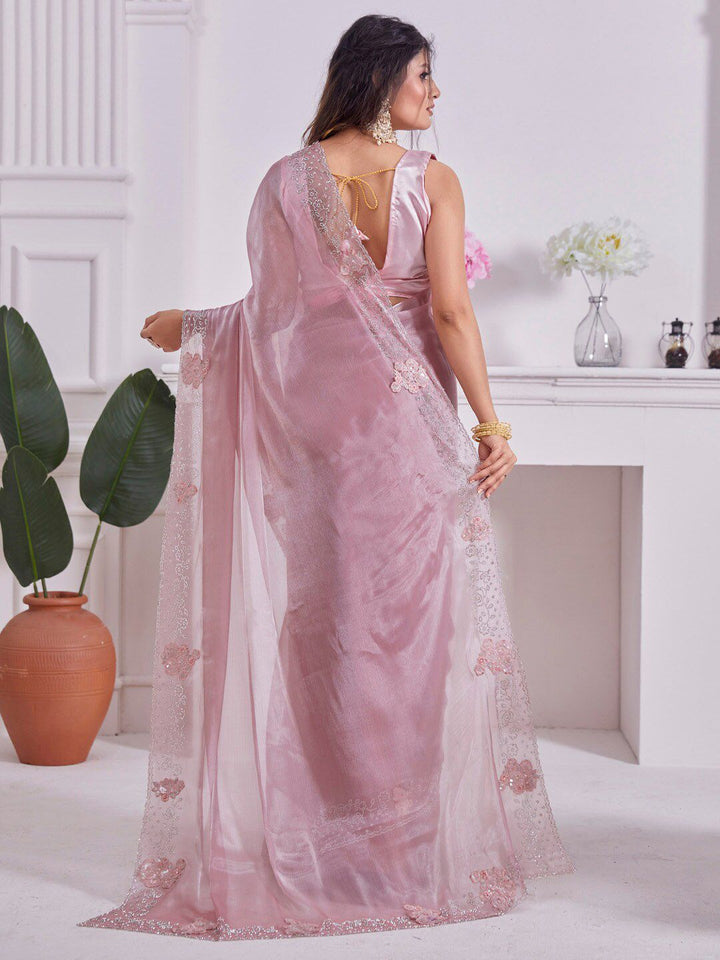 Saree mall Beads and Stones Embellished Organza Saree