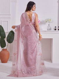 Saree mall Beads and Stones Embellished Organza Saree