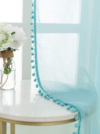URBAN SPACE Turquoise Blue Set of 2 Sheer Window Curtain