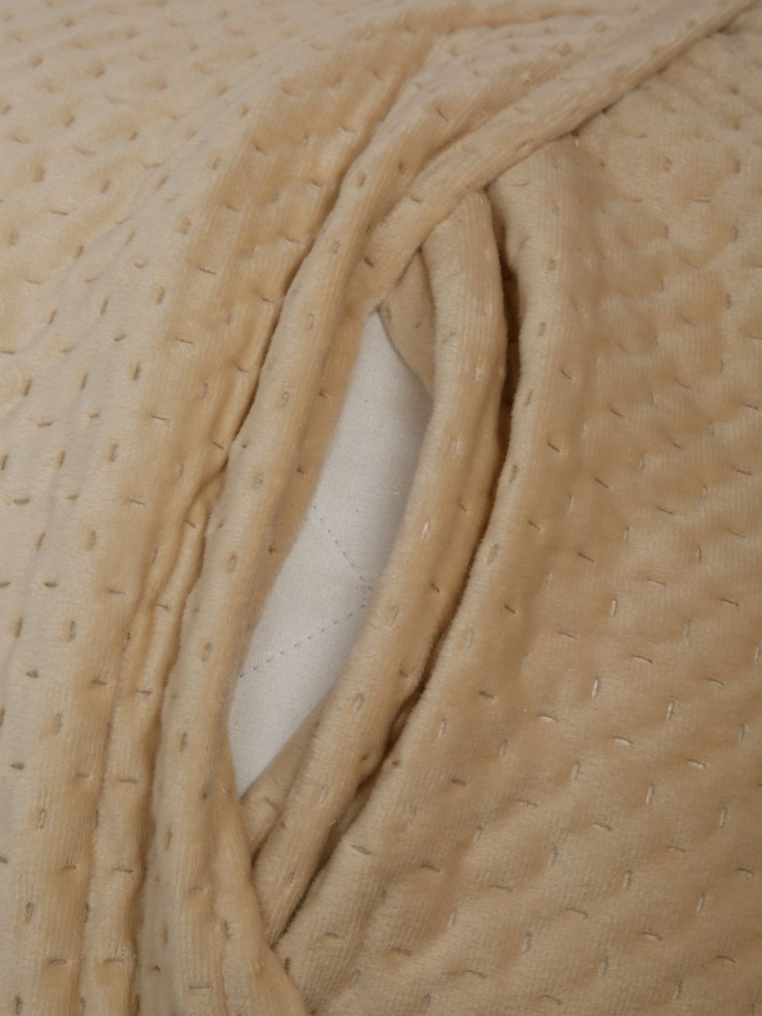 HOSTA HOMES Cream Coloured 2 Pieces Self Design Rectangle Shaped Pillow Covers