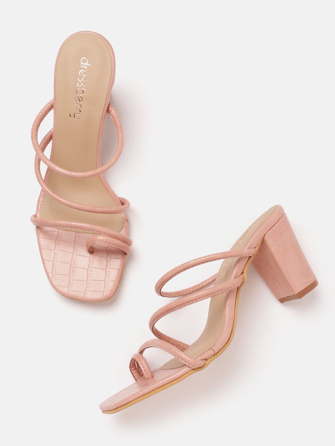 DressBerry Women Croc Textured Block Heels