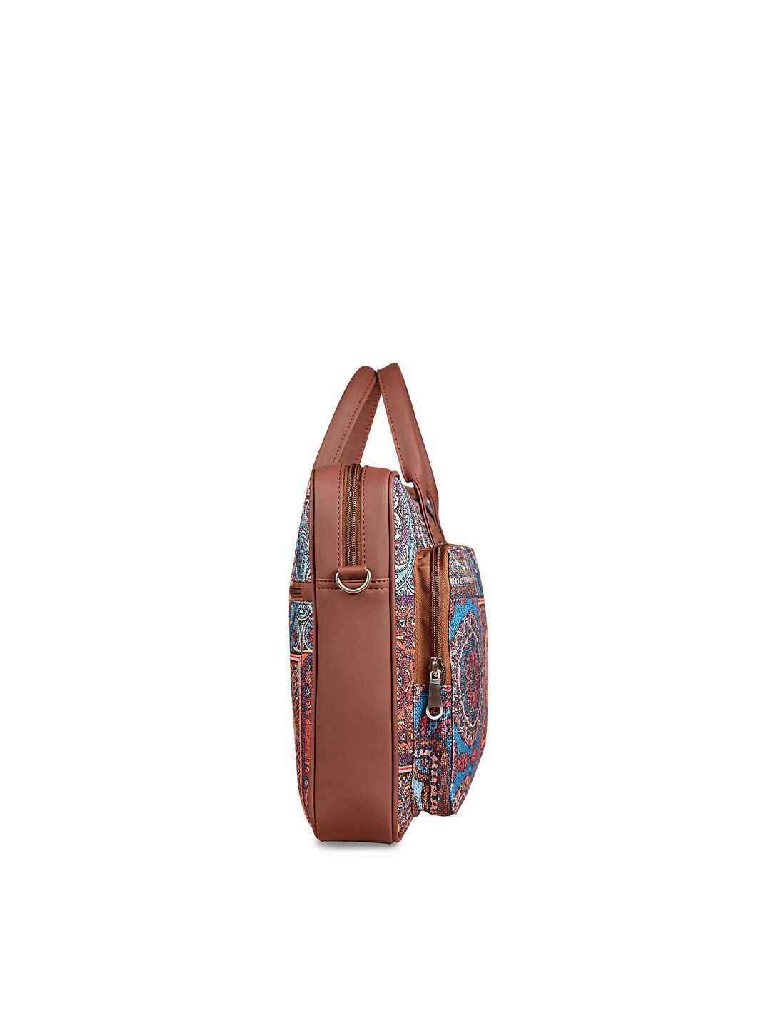 ZOUK Adult Brown & Blue Mandala Printed Jute Laptop Bag