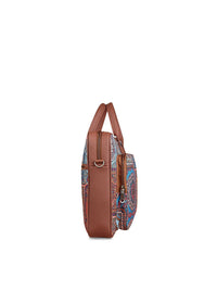 ZOUK Adult Brown & Blue Mandala Printed Jute Laptop Bag