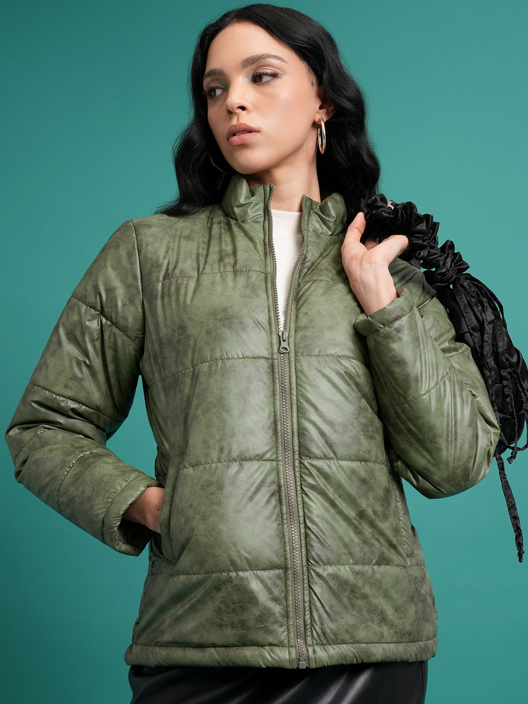 Tokyo Talkies Mock Collar Puffer Jacket