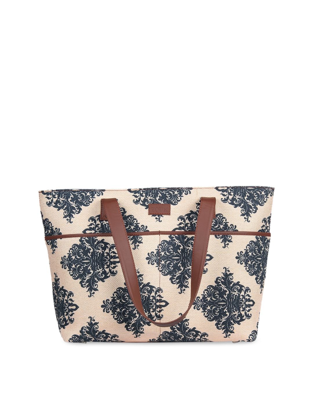 ZOUK Beige Embellished Sustainable Tote Bag